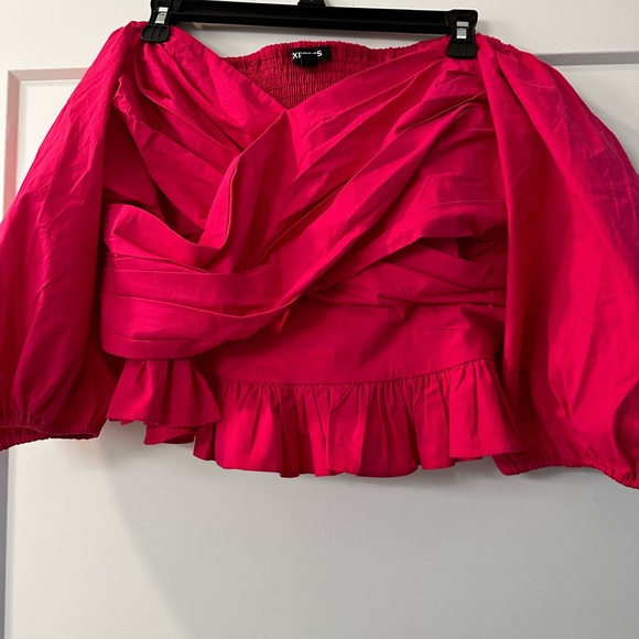 Watermelon pink Express off the shoulder top - Picture 1 of 2